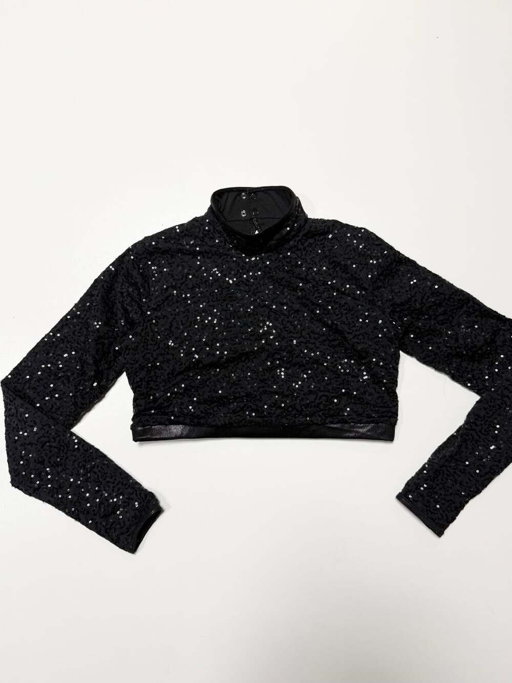 Balera XLA Black Sequin Crop Top Keyhole Y2K Balletcore Whimsigoth Glam Party